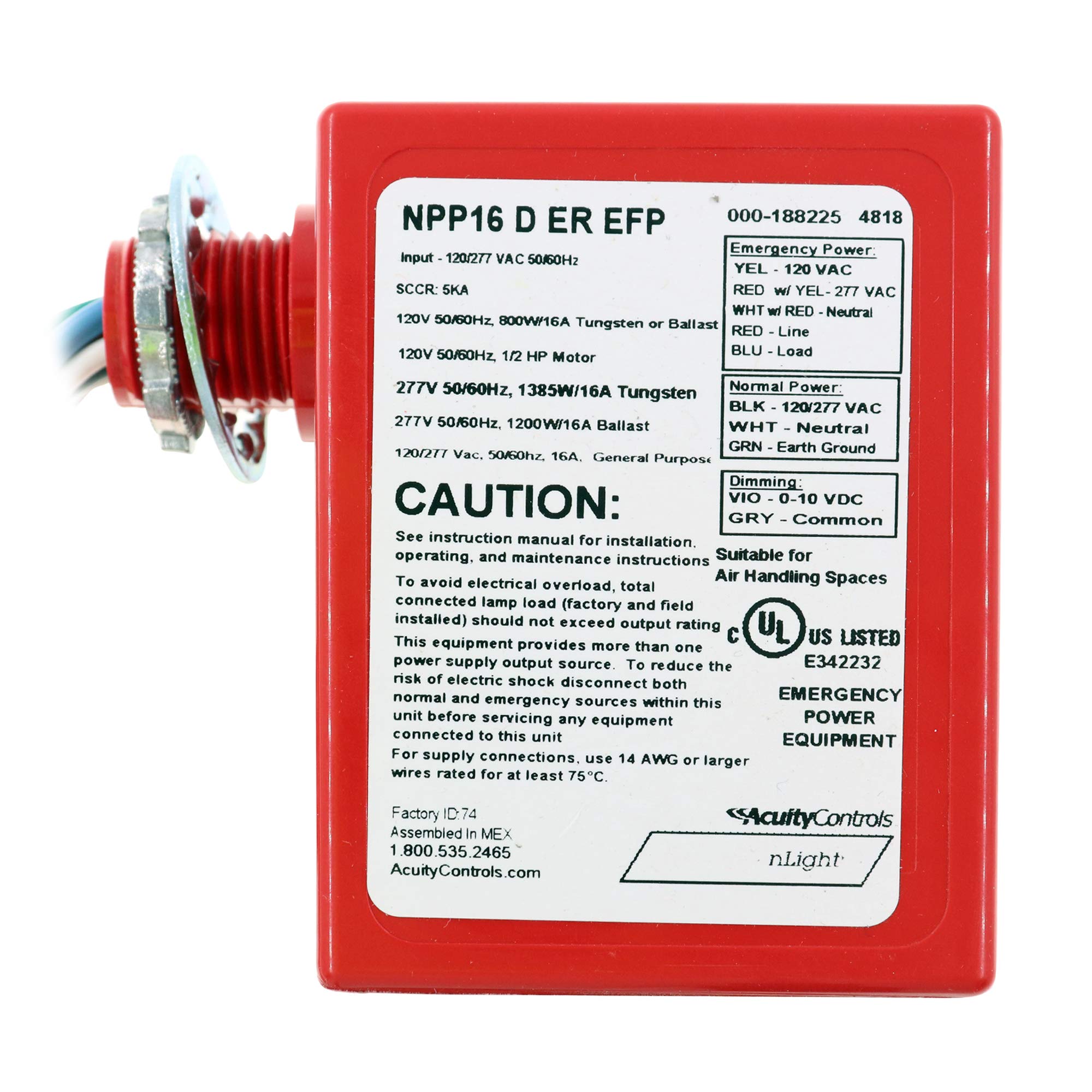 Sensor Switch NPP16-D-ER-EFP nLight Relay Emergency Power Pack